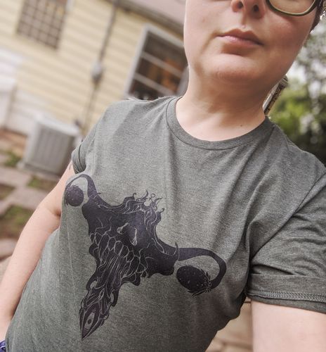 Customer photo review of Death Metal Uterus, Unisex T-Shirt, Heather Forest