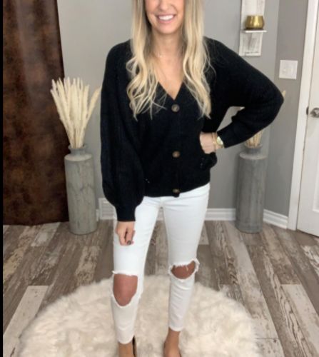 Customer photo review of Solid Color Button Cardigan
