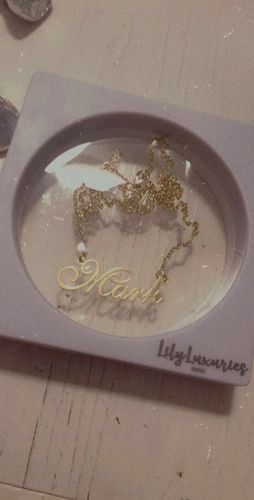 Customer photo review of Custom Fancy Name Necklace