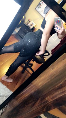 Customer photo review of Mesh Slice Butt Lift Active Leggings - Metallic Stars