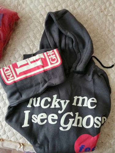 Customer photo review of "Lucky Me I See Ghosts" Hoodie