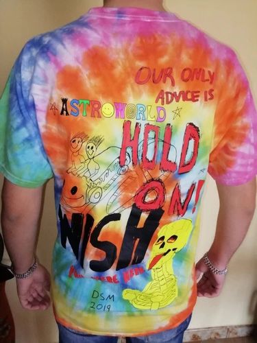 Customer photo review of Astroworld "Our Only Advice Is" Tie-Dye Tee