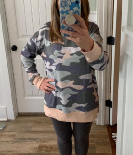 Customer photo review of Camo Striped Sweatshirt
