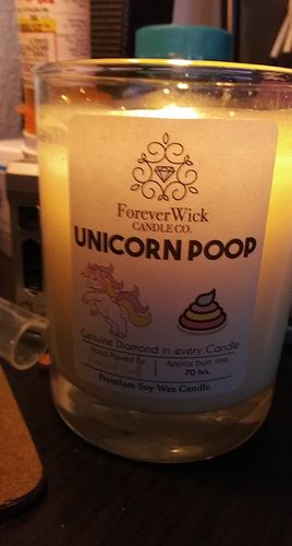 Customer photo review of Unicorn Poop Diamond Candle