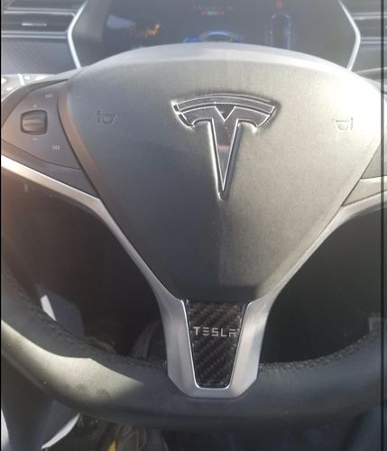Customer photo review of Carbon Fiber Steering Wheel Cover for Model S & X