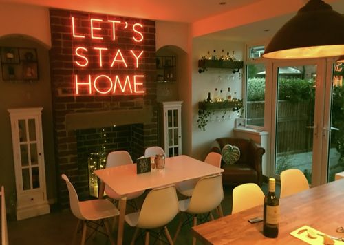 Customer photo review of 'Let's Stay Home' Neon Sign