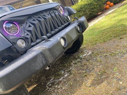 Customer photo review of RGB Halo Headlights & Shark Grilles Combo for Jeep Wrangler JK/ JKU