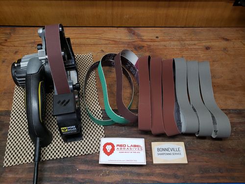 Customer photo review of 1 X 18 Inch Knife Sharpener Sanding Belts, 10 Pack