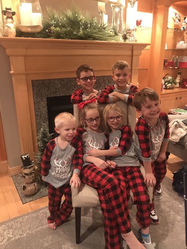 Customer photo review of MERRY CHRISTMAS Antler Print Grey Top with Black and Red Plaid Pants Family Matching Pajamas Set JJF-005