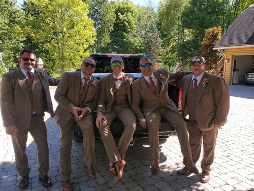 Customer photo review of Light Brown Herringbone Tweed 3 Piece Suit