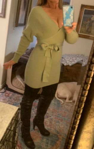 Customer photo review of Solid Color Sweater Dress