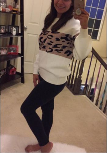 Customer photo review of Leopard Splicing Pullover Sweater