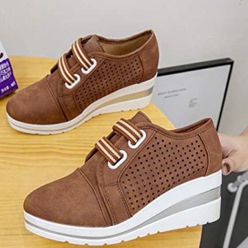 Customer photo review of 2020 Women Breathable Slip-on Platform Sneakers