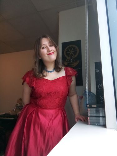Avis photo d'un client sur robe année 50 Vintage Style Lace Patchwork Satin