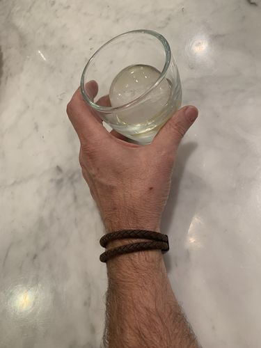 Customer photo review of Double Row Brown Leather Black Clasp Engravable Bracelet