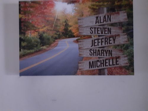 Customer photo review of Autumn Road Color Personalized Names Premium Canvas