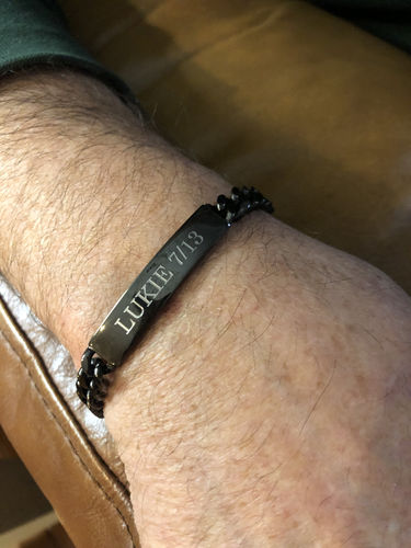 Customer photo review of 8mm Stainless Steel Cuban Link Engravable ID Bracelet