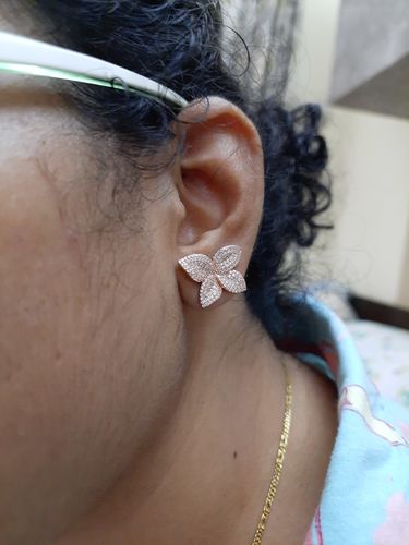 Customer photo review of Rose Gold Flower Earrings
