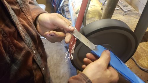 Customer photo review of 2 X 72 Inch Flexible Ceramic Sanding Belts, 6 Pack