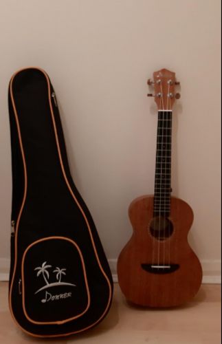 Customer photo review of Donner Soprano Ukulele Beginner Kit Mahogany Professional 21 inch Ukelele Online Lesson Gig Bag Strap Nylon String Tuner Picks Cloth DUS-1 Ukele Ukalalee Set