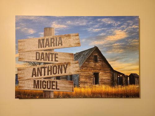 Customer photo review of Old Farm House V1 Color Personalized Names Premium Canvas