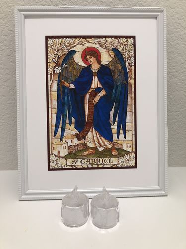 Customer photo review of Archangel Gabriel –8.5x11" based on a Vintage Stained Glass Window – Art Nouveau – Catholic Art Print – Archival Quality