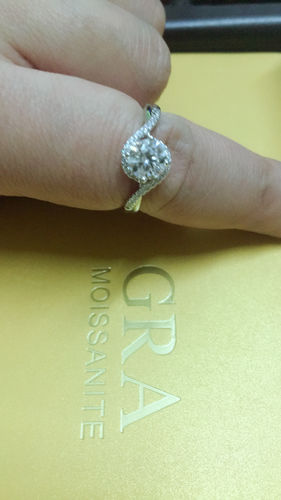 Customer photo review of Moissanite Angel Eyes Sterling Silver Wedding Ring