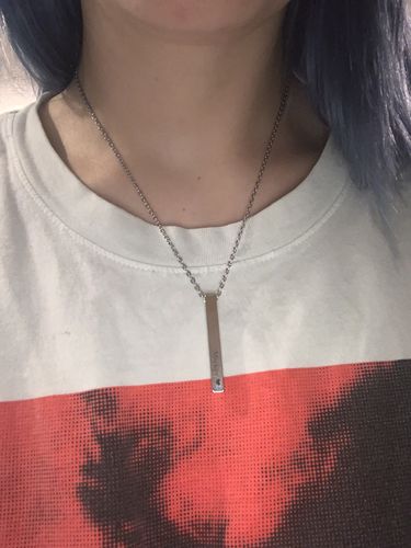 Customer photo review of Custom 3D Bar Necklace