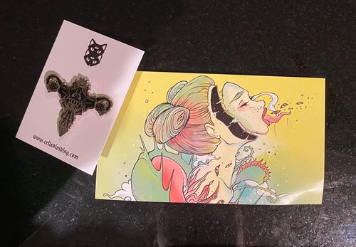 Customer photo review of Death Metal Uterus, Enamel Pin