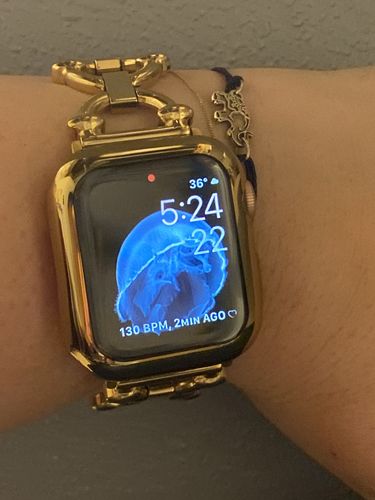 Customer photo review of New! Glossy Apple Watch Case - Silver & Gold In Stock