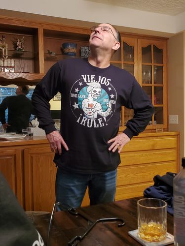 Customer photo review of Viejos Rule OG Chingon Vintage Long Sleeve T-Shirt