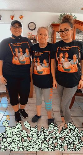 Customer photo review of Let's Make Tamales OG Familia Tee- Making Masa And Memories