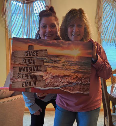 Customer photo review of Ocean Sunrise V1 Color Personalized Names Premium Canvas