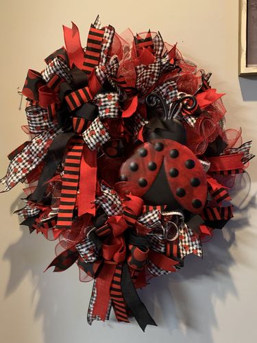 Customer photo review of 12"H X 9.25"L Metal/Embossed Ladybug Red/Black MD0599