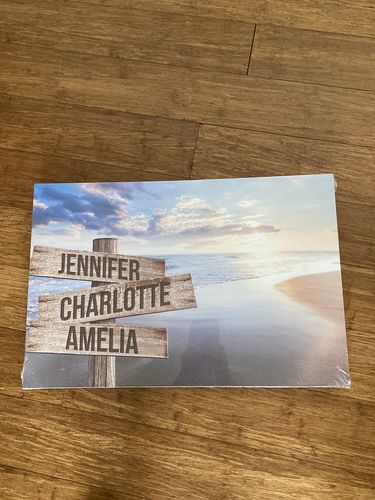 Customer photo review of Beach V8 Color Personalized Names Premium Canvas