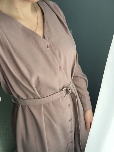Customer photo review of Spring Elegant Long Sleeve Belted Women Dress Straight Loose Vestidos