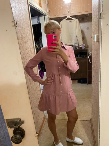 Customer photo review of Shirt Dress Long Sleeve Women Clothing Spring Winter Dress Button Turn-down Collar Ladies A-line Mini Party Dress