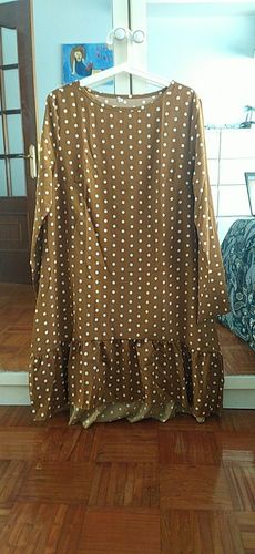 Customer photo review of Women Spring Dress Fashion Polka Dot Chiffon Dress Long Sleeve O Neck Ruffle Female Casual Yellow Dress