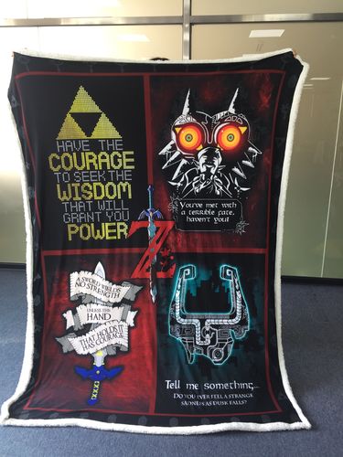 Customer photo review of The Legend Of Zelda Quotes 3D Throw Blanket