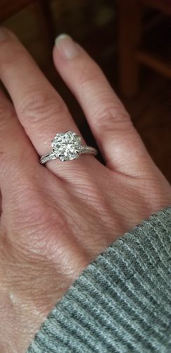 Customer photo review of Moissanite four prong hand flower sterling silver wedding ring