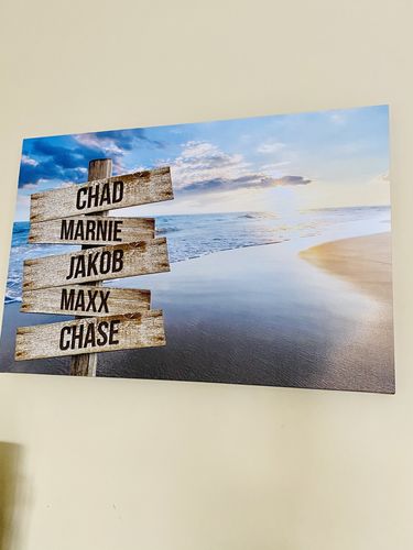 Customer photo review of Beach V8 Color Personalized Names Premium Canvas