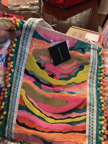 Customer photo review of Daphne Embellished Multi-colored Hand Beaded Tote