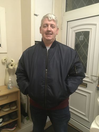 Customer photo review of Mens MA1 Flight Bomber Jacket - Navy