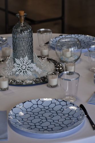 Customer photo review of Round Ice Blue • Silver Pattern Plastic Plates | 10 Pack