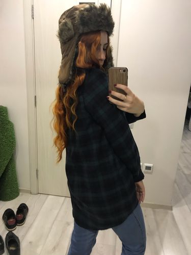 Customer photo review of Women Blouse Shirt Loose Casual Plaid Shirts
