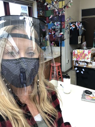 Customer photo review of Face Shield Visor (Black, Pink, or Blue) - Limited Edition