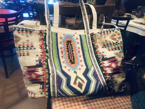 Customer photo review of Tribal Hand Beaded Tote Bag-Multi Color Southwest Tote