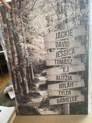 Customer photo review of Forest Path V1 Personalized Names Premium Canvas