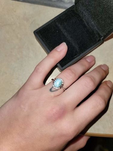 Customer photo review of Larimar Sterling Silver 925 Adjustable Ring