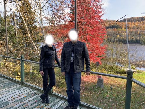 Customer photo review of Women's classic biker style leather jacket